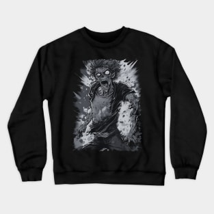 Zombie comic book style black and white Crewneck Sweatshirt